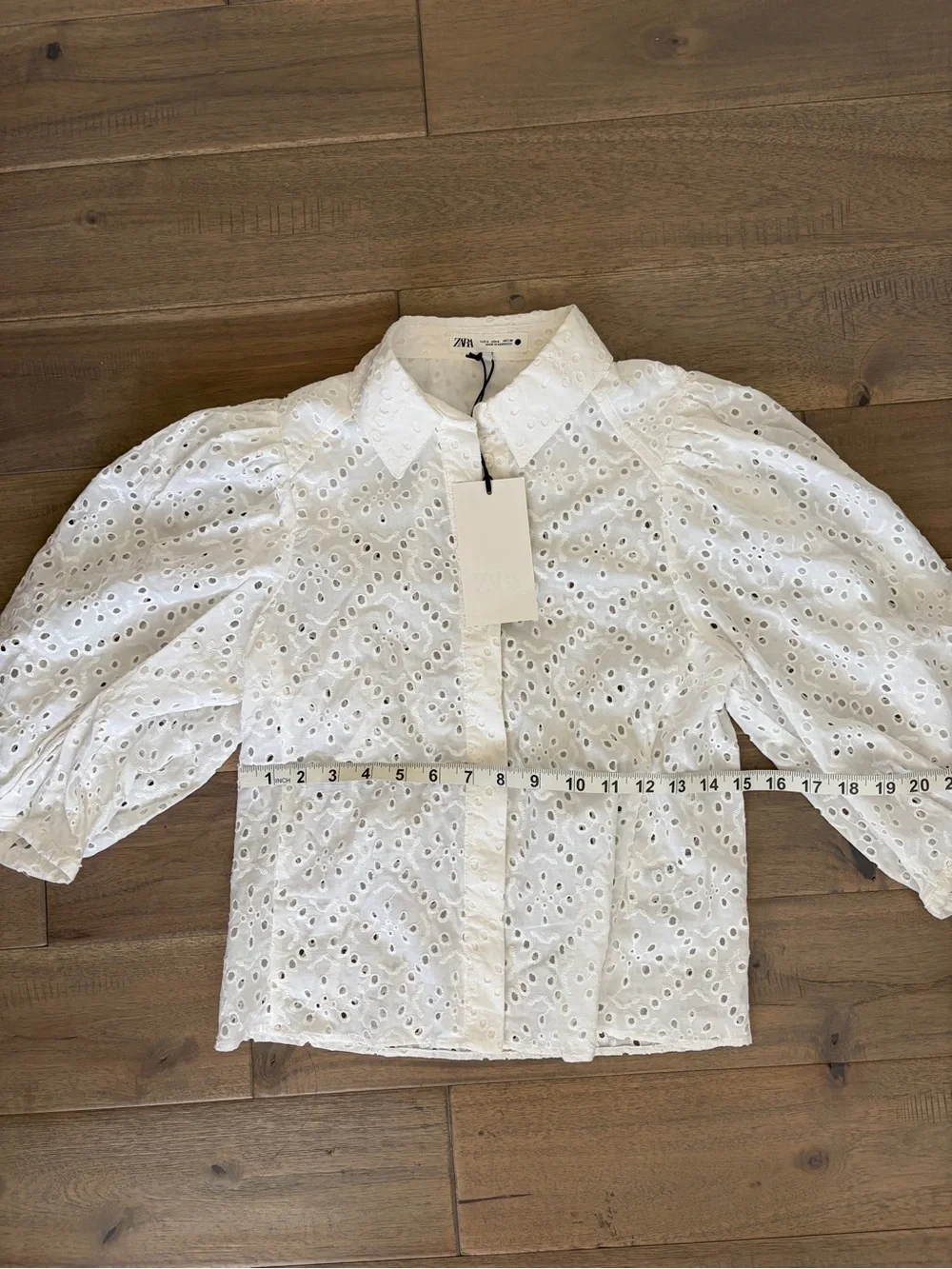 NWT Zara cotton embroidered eyelet summer blouse Small Ref. 4043/070